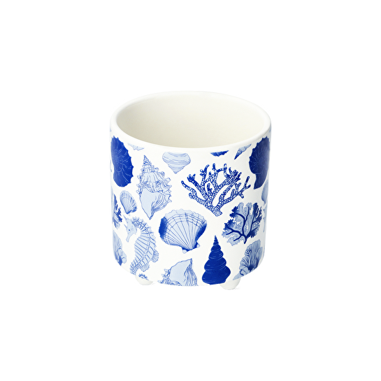 Flying Tiger Copenhagen Mavi Deniz Kabuğu Desenli Seramik Saksı