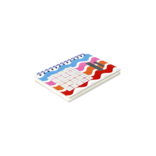 Flying Tiger Copenhagen Hesap Makinesi Detaylı Çizgili Spiralli Defter