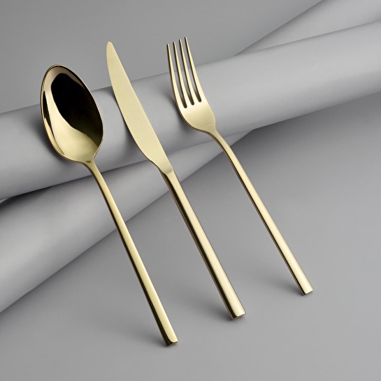 Jumbo 2001 Şampanya 18 Parça 6 Kişilik Yemek Çatal Kaşık Bıçak Takımı