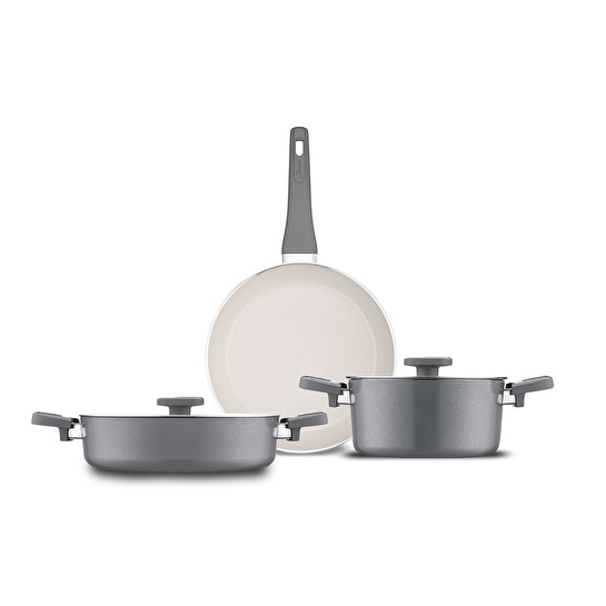 Jumbo Swiss Crystal Grey 5 Parça İndüksiyon Tabanlı Tencere Seti