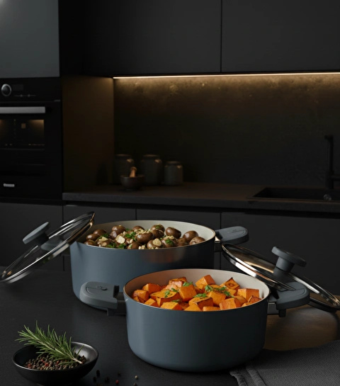 Jumbo Swiss Crystal Grey 5 Parça İndüksiyon Tabanlı Tencere Seti