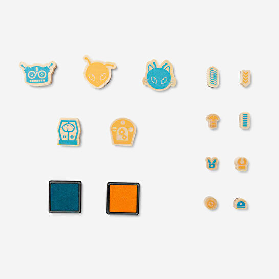 Flying Tiger Copenhagen Kendin Yap Uzaylı Robot Damga Seti