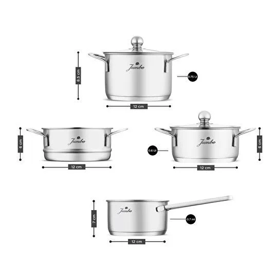 Jumbo New Baby Steel 6 Parça İndüksiyon Tabanlı Çelik Mini Set