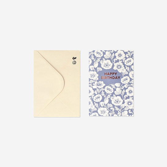 Flying Tiger Copenhagen Mavi Çiçek Desenli Doğum Günü Kartı