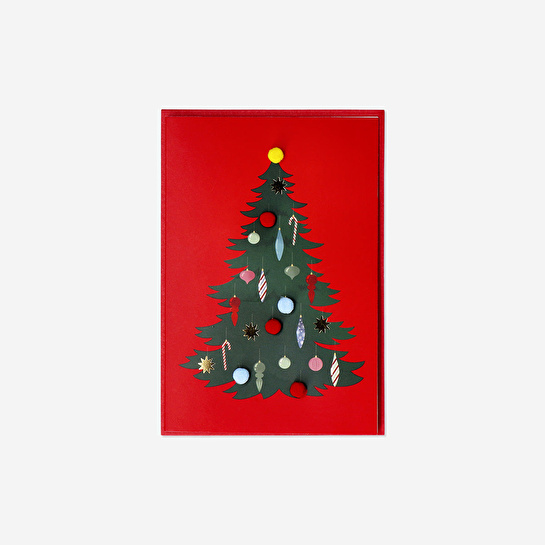 Flying Tiger Copenhagen Yılbaşı Ağacı Desenli Kırmızı Tebrik Kartı