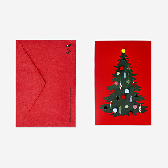 Flying Tiger Copenhagen Yılbaşı Ağacı Desenli Kırmızı Tebrik Kartı