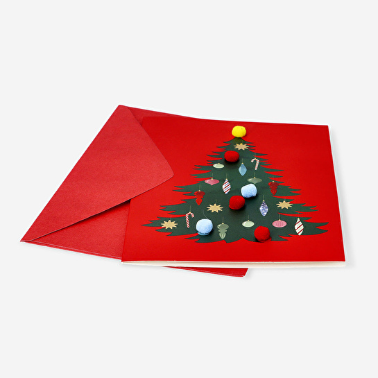 Flying Tiger Copenhagen Yılbaşı Ağacı Desenli Kırmızı Tebrik Kartı