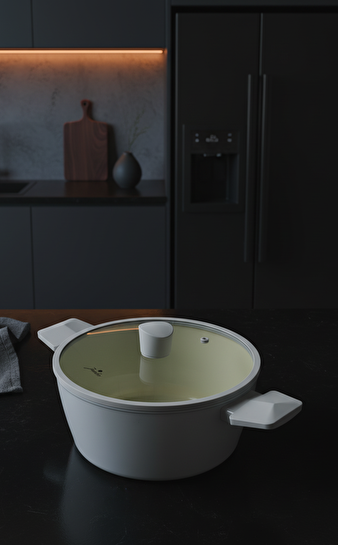 Jumbo Swiss Crystal Light Grey Derin Tencere 24 cm