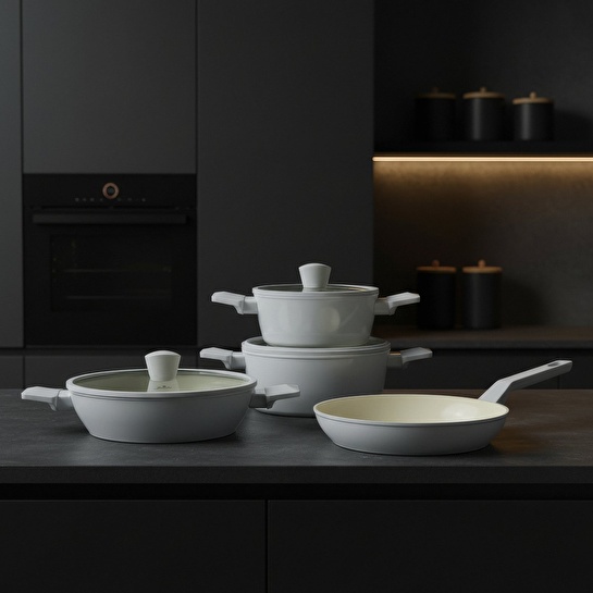 Jumbo Swiss Crystal Light Grey 7 Parça Tencere Seti