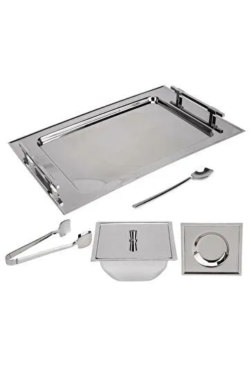 Jumbo New 9100 28 Parça Kare Çay Seti Çelik