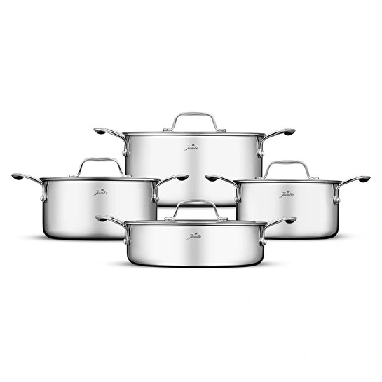 Jumbo Storey 3PLY 8 Parça İndüksiyon Tabanlı Çelik Tencere Seti