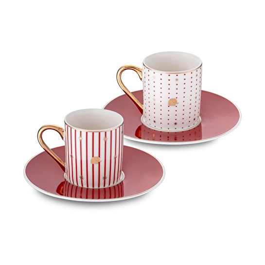 Jumbo Navy Kırmızı 2'li Kahve Fincan Takımı