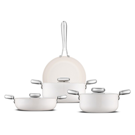 Jumbo Creamstone Swiss Crystal Cream 7 Parça Tencere Seti