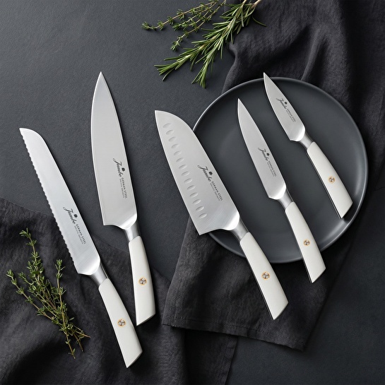 Jumbo Katana Standlı 6 Parça Beyaz Bıçak Seti