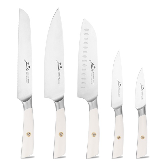 Jumbo Katana Standlı 6 Parça Beyaz Bıçak Seti