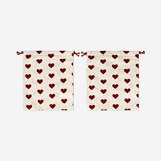 Flying Tiger Copenhagen 2'li Kırmızı Kalpli Kumaş Hediye Çantası