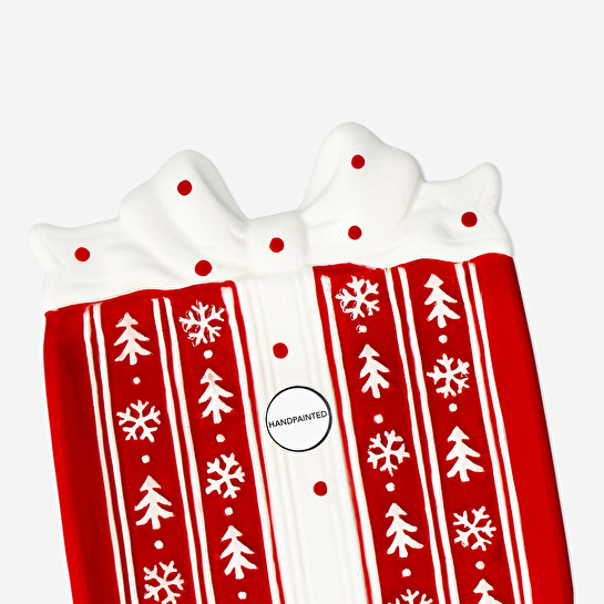 Flying Tiger Copenhagen Kırmızı Hediye Paketi Şeklinde Servis Tabağı