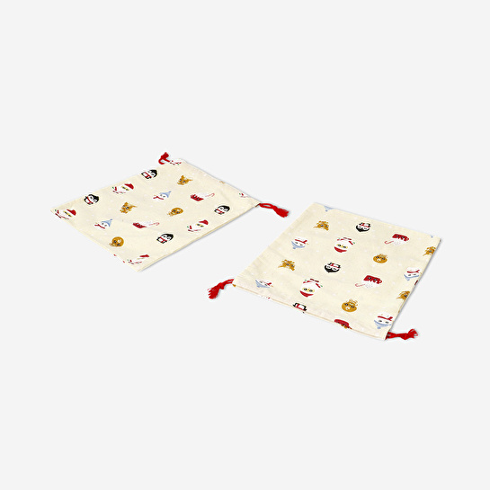 Flying Tiger Copenhagen 2'li Sevimli Yılbaşı Desenli Kumaş Hediye Çantası