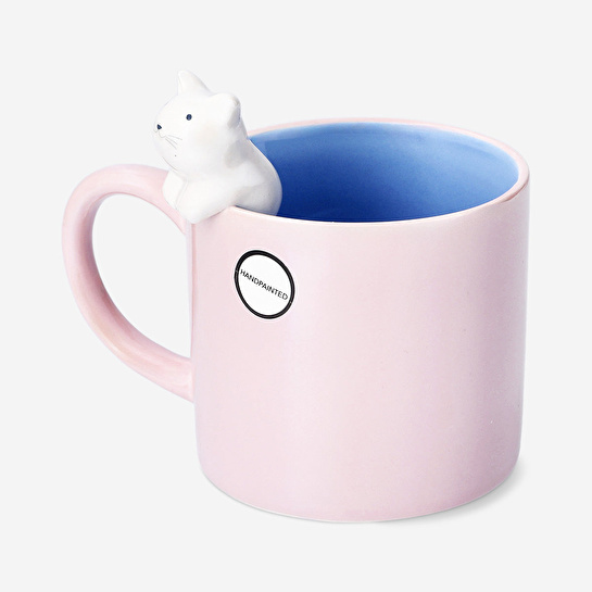 Flying Tiger Copenhagen Kedi Detaylı Pembe Seramik Kupa