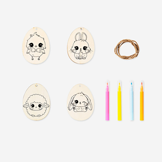 Flying Tiger Copenhagen Kendin Yap 4'lü Ahşap Süs