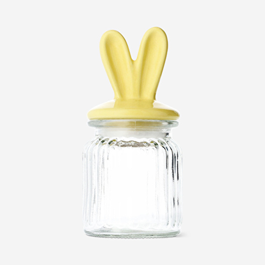 Flying Tiger Copenhagen Sarı Kulaklı Tavşan Detaylı Cam Kavanoz