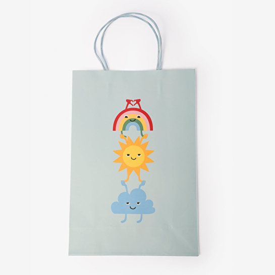 Flying Tiger Copenhagen Gökkuşağı Desenli Hediye Çantası Mavi 25 cm x 33 cm