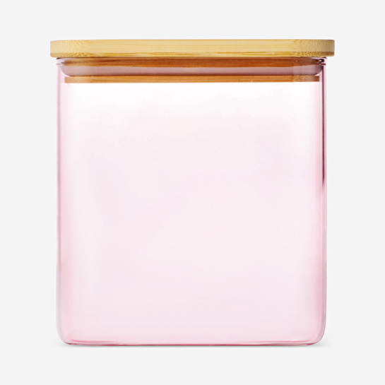 Flying Tiger Copenhagen Bambu Kapaklı Pembe Cam Saklama Kabı 1,1 L