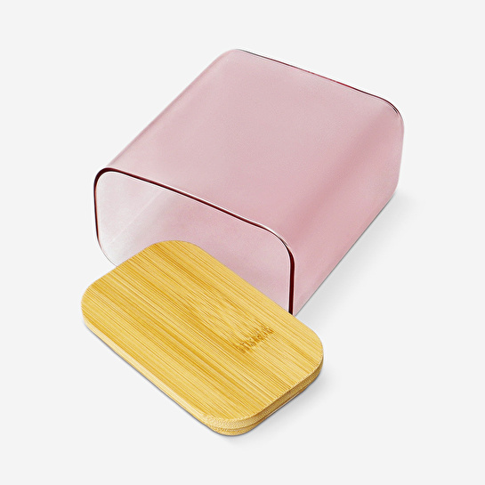 Flying Tiger Copenhagen Bambu Kapaklı Pembe Cam Saklama Kabı 1,1 L