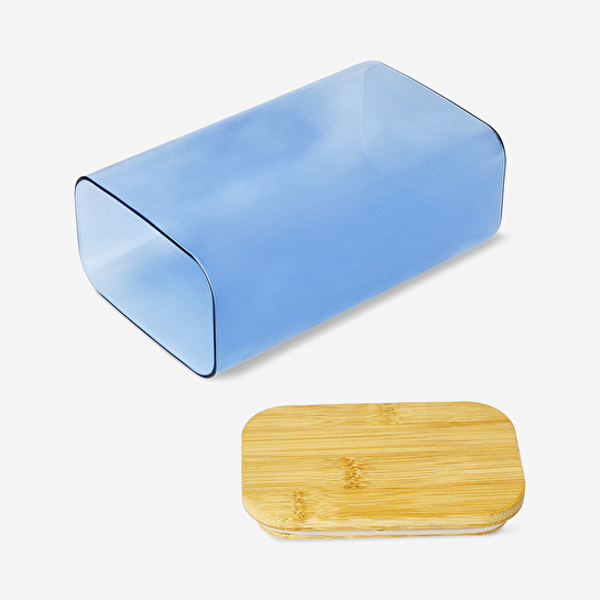 Flying Tiger Copenhagen Bambu Kapaklı Mavi Cam Saklama Kabı 1,7 L