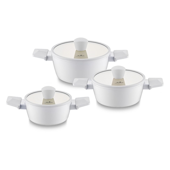 Jumbo Swiss Crystal 6 Parça Light Grey Midi Tencere Seti