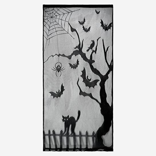 Flying Tiger Copenhagen Yarasa ve Örümcekli Halloween Temalı Perde