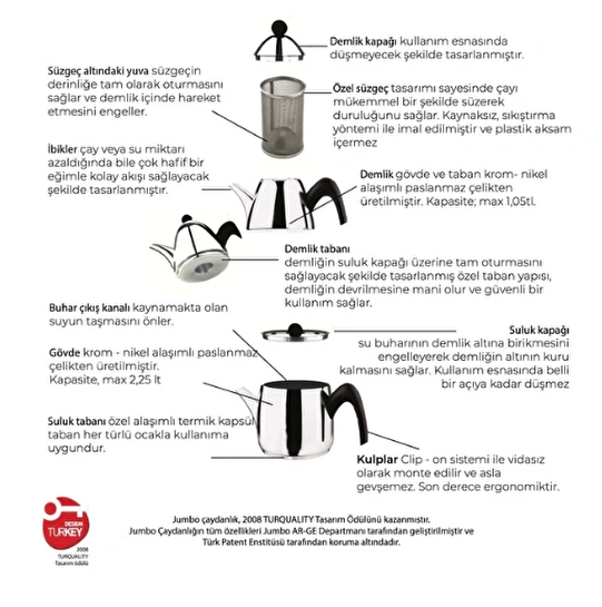 Jumbo 6500 Full Metal İndüksiyon Tabanlı Çaydanlık