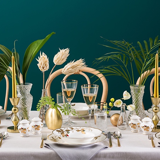 Jumbo Golden Butterfly 61 Parça 12 Kişilik Bone Yemek Takımı