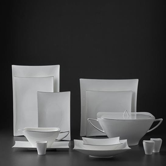 Jumbo Wind Platin 64 Parça 12 Kişilik Kare Yemek Takımı