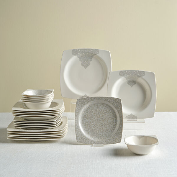 Karaca Square Bone Flava 24 Parça 6 Kişilik Yemek Takımı