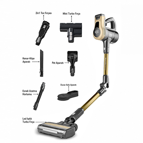 Karaca Vantuz Power Up Pro Dikey Süpürge Mineral Gold