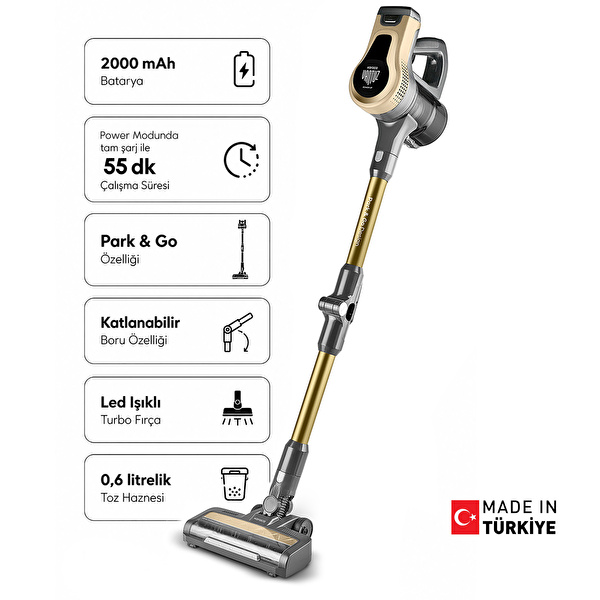 Karaca Vantuz Power Up Pro Dikey Süpürge Mineral Gold