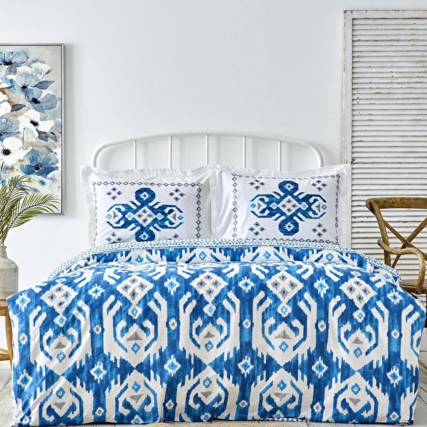 Karaca Home Neos %100 Pamuk King Size Nevresim Takımı Mavi görseli 1