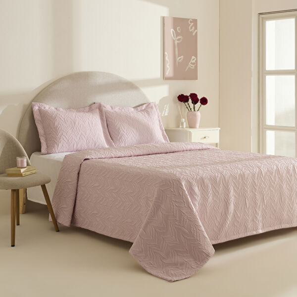Karaca Home Hollie Çift Kişilik Yatak Örtüsü Pudra görseli 1