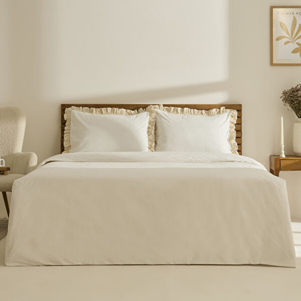 Kaşmir Home Lisa %100 Pamuk Çift Kişilik Nevresim Takımı Offwhite görseli 1