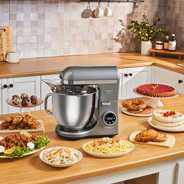 Karaca Mastermaid Chef Ultra D2000W Dijital Ekranlı Hamur Yoğurma Makinesi Galaxy Grey 7L