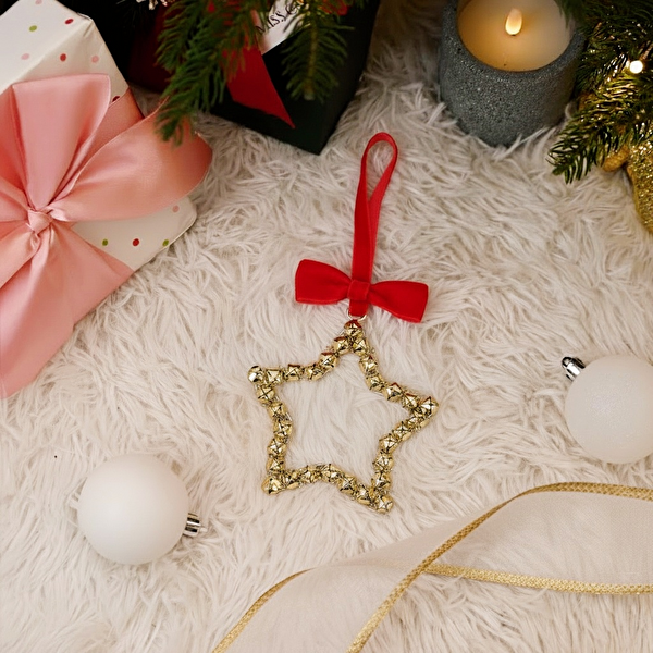 New Year Yılbaşı Star With Ribbon Ağaç Süsü 10x1x10 cm - Karaca 2 Al 1 Öde
