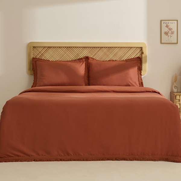 Karaca Home Helios %100 Pamuk Çift Kişilik Nevresim Takımı Terra Cota görseli 1