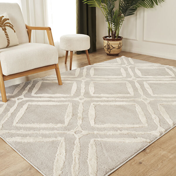 Kaşmir Halı 7/24 Plushy Doha Gri 120x180 cm görseli 1