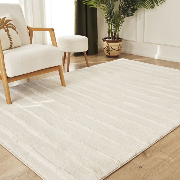 Kaşmir Halı 7/24 Plushy Basra Krem 160x230 cm görseli 1