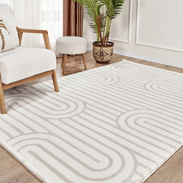 Kaşmir Halı 7/24 Plushy Runa Cream 80x300 cm görseli 1