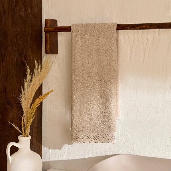 Karaca Home Artisan Soil %100 Pamuk Yüz Havlusu Bej 50x90 cm görseli 1