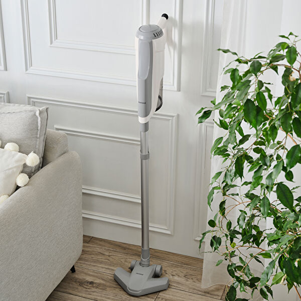 Homend Dustroyer 1272H 2 in 1 Metal Borulu Kablolu Dikey Süpürge Beyaz Gri