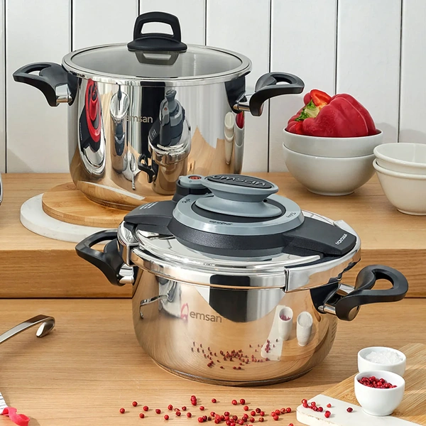 Emsan Montana İndüksiyon Tabanlı Düdüklü Tencere Seti 6 + 8 Litre görseli 1