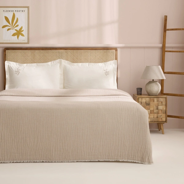 Kaşmir Home Alice Çift Kişilik Müslin Pike Takımı Bej görseli 1